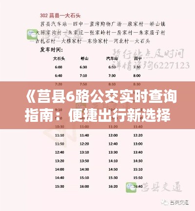 《莒县6路公交实时查询指南：便捷出行新选择》