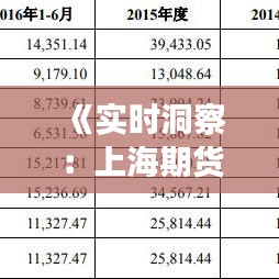 《实时洞察：上海期货指数行情动态解析》
