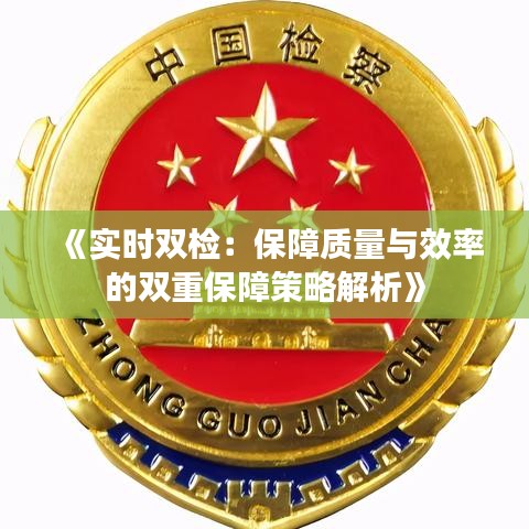 《实时双检：保障质量与效率的双重保障策略解析》