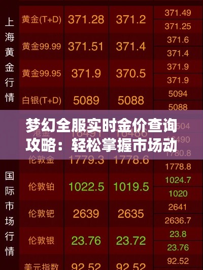 梦幻全服实时金价查询攻略：轻松掌握市场动态