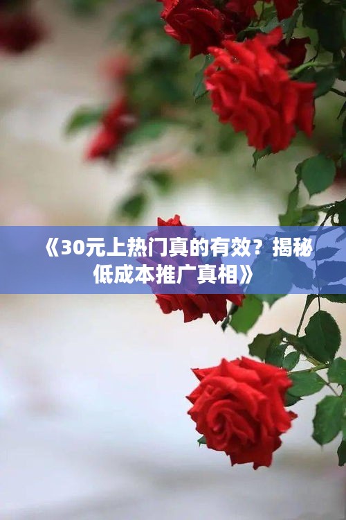 《30元上热门真的有效？揭秘低成本推广真相》