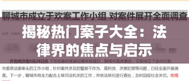 揭秘热门案子大全：法律界的焦点与启示