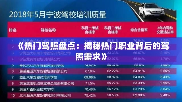 《热门驾照盘点：揭秘热门职业背后的驾照需求》