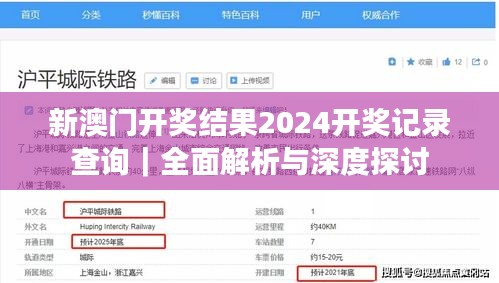 新澳门开奖结果2024开奖记录查询｜全面解析与深度探讨