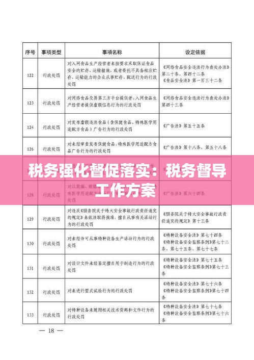 税务强化督促落实：税务督导工作方案 