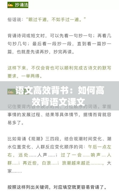 语文高效背书：如何高效背语文课文 