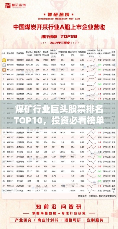 煤矿行业巨头股票排名TOP10，投资必看榜单！