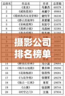 摄影公司排名榜单揭秘，业界翘楚，摄影艺术巅峰探索