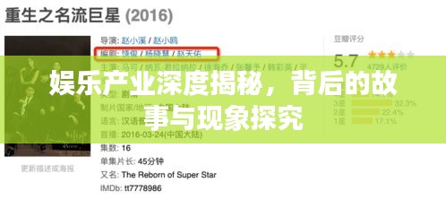 娱乐产业深度揭秘，背后的故事与现象探究