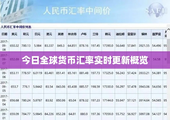 今日全球货币汇率实时更新概览