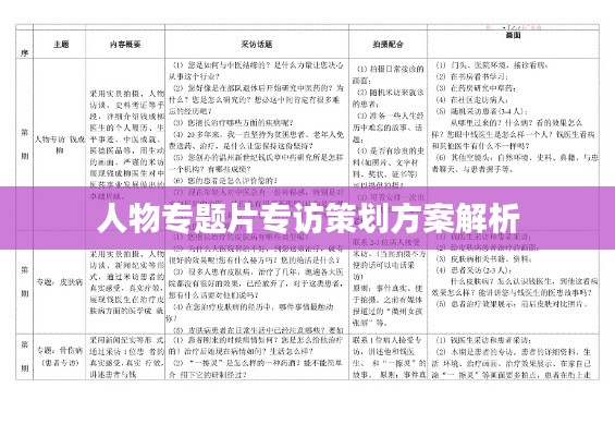 人物专题片专访策划方案解析