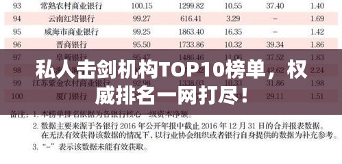 私人击剑机构TOP10榜单，权威排名一网打尽！
