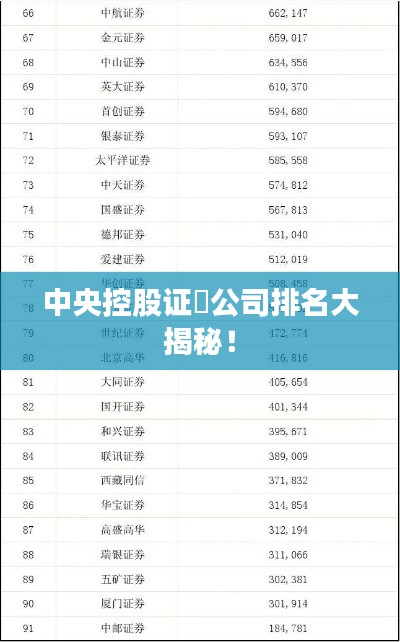 中央控股证劵公司排名大揭秘！
