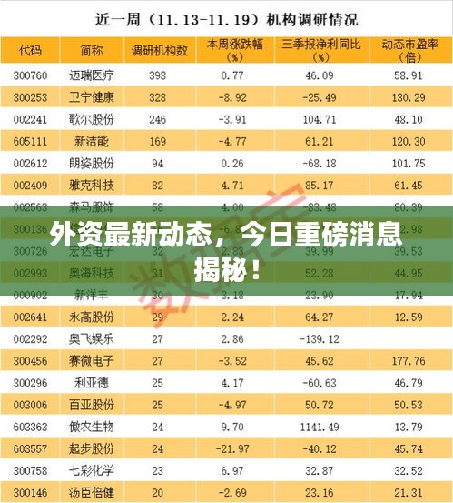 外资最新动态，今日重磅消息揭秘！