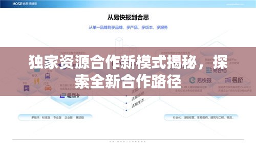 独家资源合作新模式揭秘，探索全新合作路径
