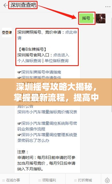 深圳摇号攻略大揭秘，掌握最新流程，提高中签机率