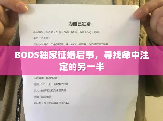 BODS独家征婚启事，寻找命中注定的另一半