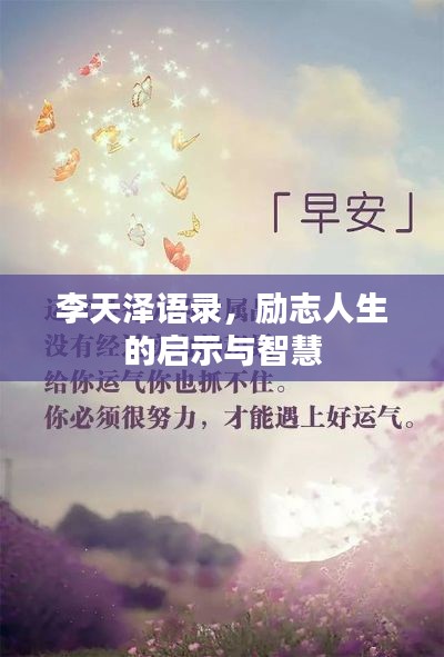 李天泽语录，励志人生的启示与智慧
