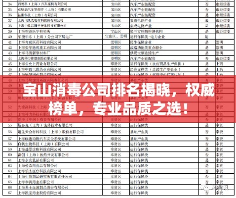 宝山消毒公司排名揭晓，权威榜单，专业品质之选！