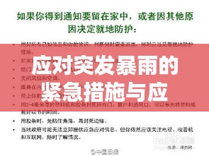 应对突发暴雨的紧急措施与应对策略